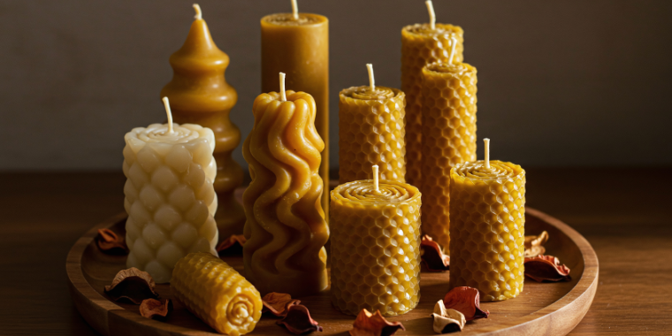natural beeswax pillar candles